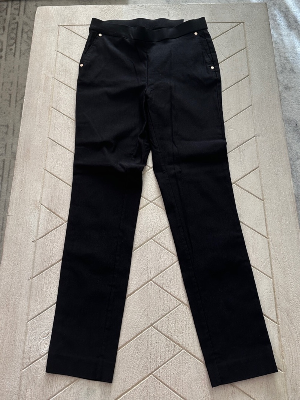 Anne Klein Black Straight Leg Pull-On Pants